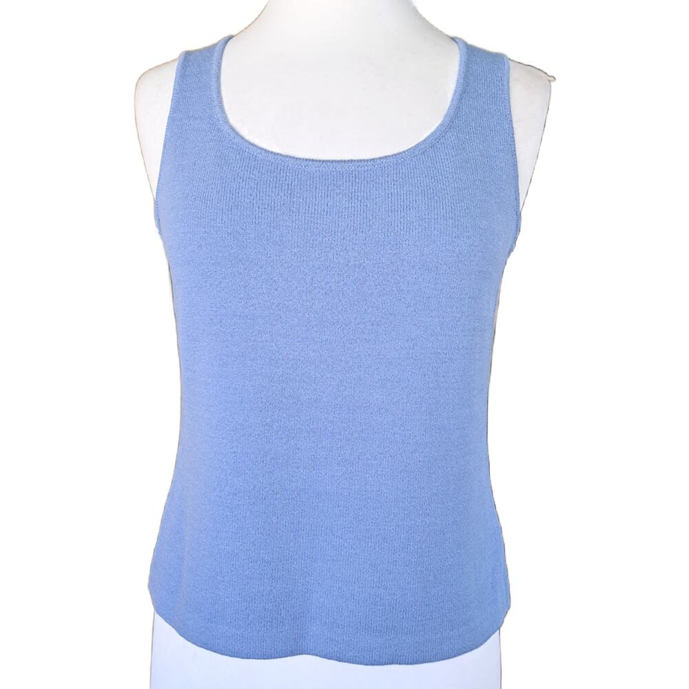 Classic Scoop Neck Knit Tank Top - Periwinkle Blue